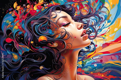 Abstract Surreal  image of a person experiencing the euphoria of dopamine