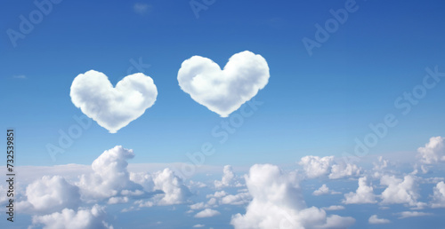 Twin Heart-Shaped Clouds Floating in a Serene Blue Sky
