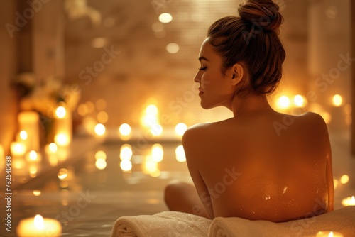 Serene Bathtub Moment With Candles and Flowers