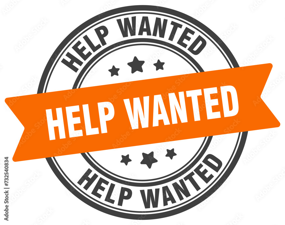 Fototapeta premium help wanted stamp. help wanted label on transparent background. round sign