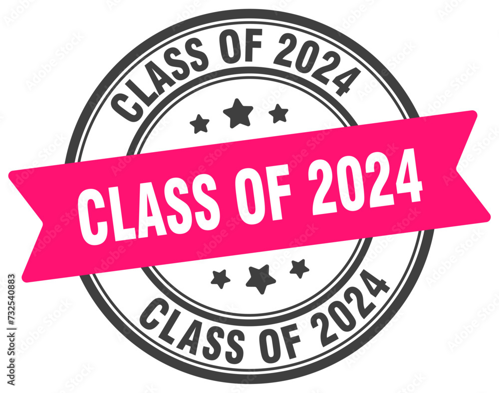 class of 2024 stamp. class of 2024 label on transparent background. round sign