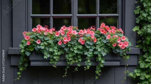 Vibrant Pink Petunias in a Window Box on a Sunny Day © photolas