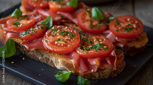 Tostas de Tomate y Jamón - Tomato and Ham Toasts Delight Photo