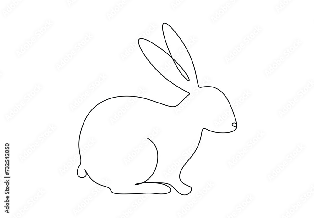 Rabbit in one continuous line drawing vector illustration. Isolated on white background vector illustration. Pro vector Rabbit in one continuous line drawing vector illustration. Isolated on white background vector illustration. Pro vector