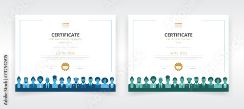 Horizontal certificate templates featuring corporate people. Ideal for employee appreciation day, training completion, or any other enterprise award function