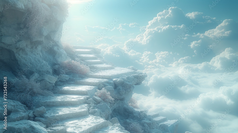Majestic Staircase to Heaven Amongst Clouds - obrazy, fototapety, plakaty 