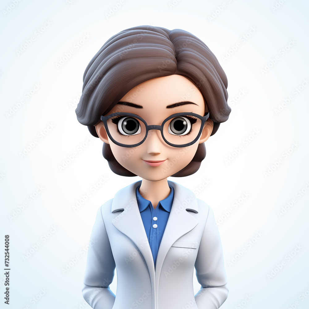 Female doctor or nurse 3d avatar. Woman in doctor uniform. 3d illustration isolated on white background. Female doctor or nurse 3d avatar. Woman in doctor uniform. 3d illustration isolated on white background.
