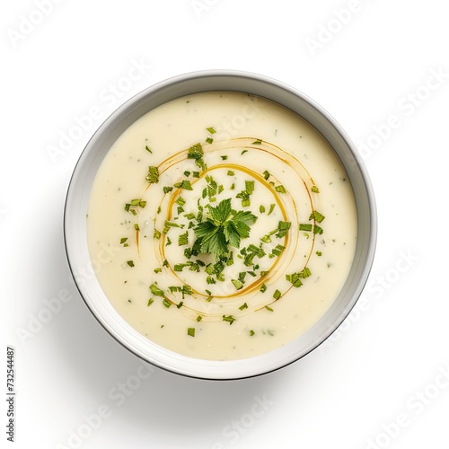 bisque soup closeup isolated on white background