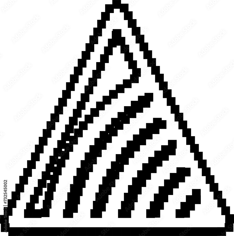 Triangle pixel shape icons and signs. Graphic elements