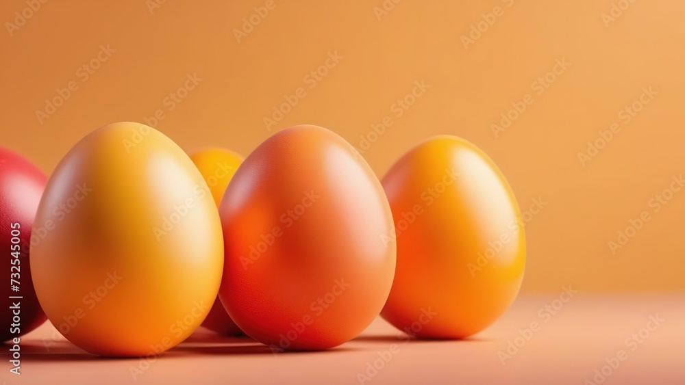 Easter eggs on a background of peach fuzz, natural colored colored eggs,, The composition Easter eggs on a background of peach fuzz, natural colored colored eggs,, The composition