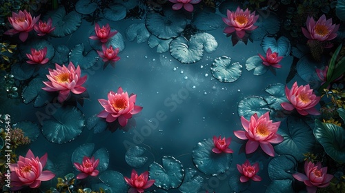 top view pink  lotus flowers in water  © nataliya_ua