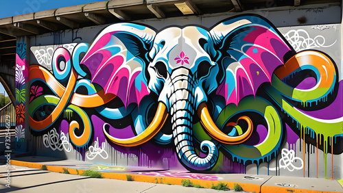 graffiti skull graffiti elephant Generative Ai