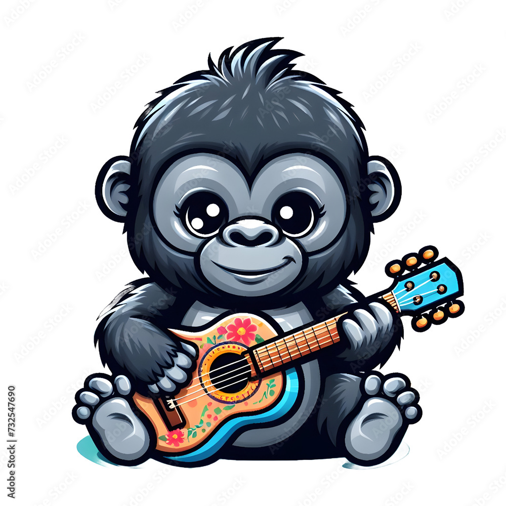 Happy Baby Gorilla With Guitar Happy Baby Gorilla With Guitar