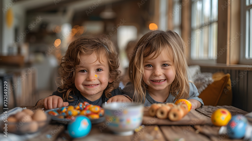 Fototapeta premium child playing with eggs