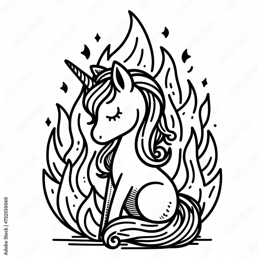 Obraz premium unicorn coloring page for kid to paint 3
