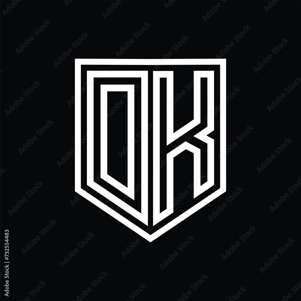 DK Letter Logo monogram shield geometric line inside shield isolated style design DK Letter Logo monogram shield geometric line inside shield isolated style design
