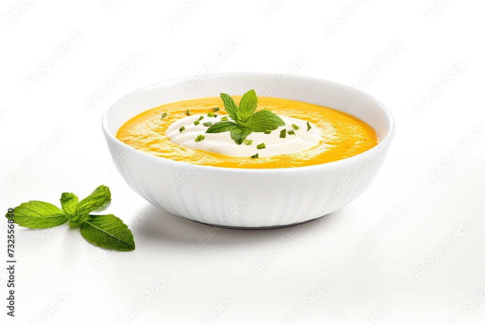 Carrot soup closeup isolated on white background Carrot soup closeup isolated on white background