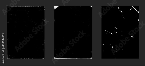 Realistic overlay texture with grunge, grainy, vintage, dust, worn paper effect. Old distress grain paper set. Vector collection