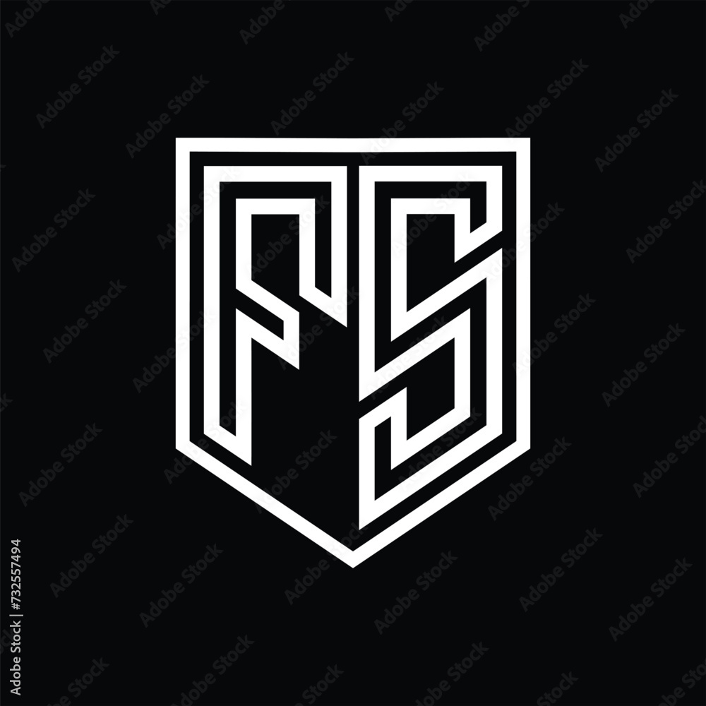 FS Letter Logo monogram shield geometric line inside shield isolated style design FS Letter Logo monogram shield geometric line inside shield isolated style design