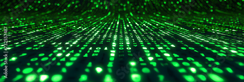 green digital binary data on computer screen background 