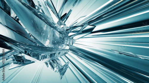 Icy blue crystal shards bursting outwards in a dynamic abstract 3D explosion.