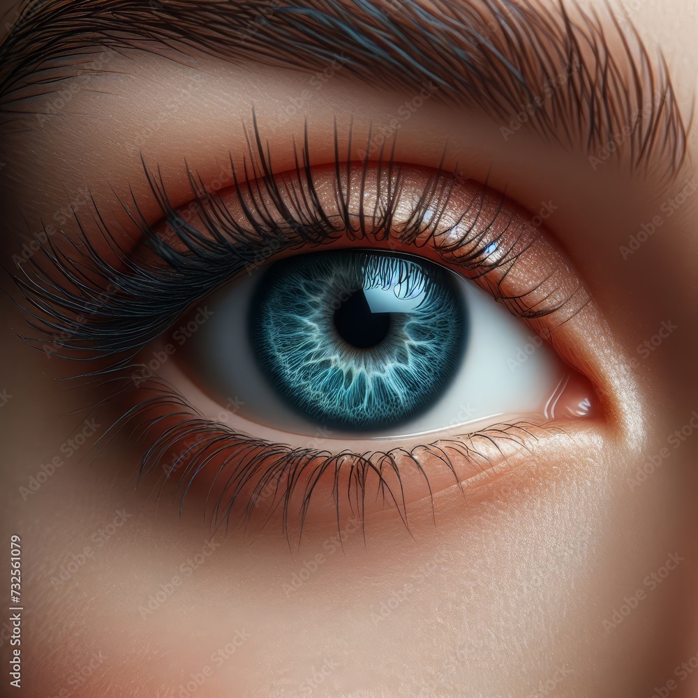 close up of a female blue eye with long black eyelashes close up of a female blue eye with long black eyelashes