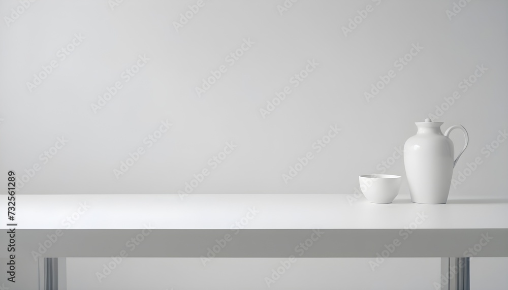 empty clean table in front of kitchen, modern interior design