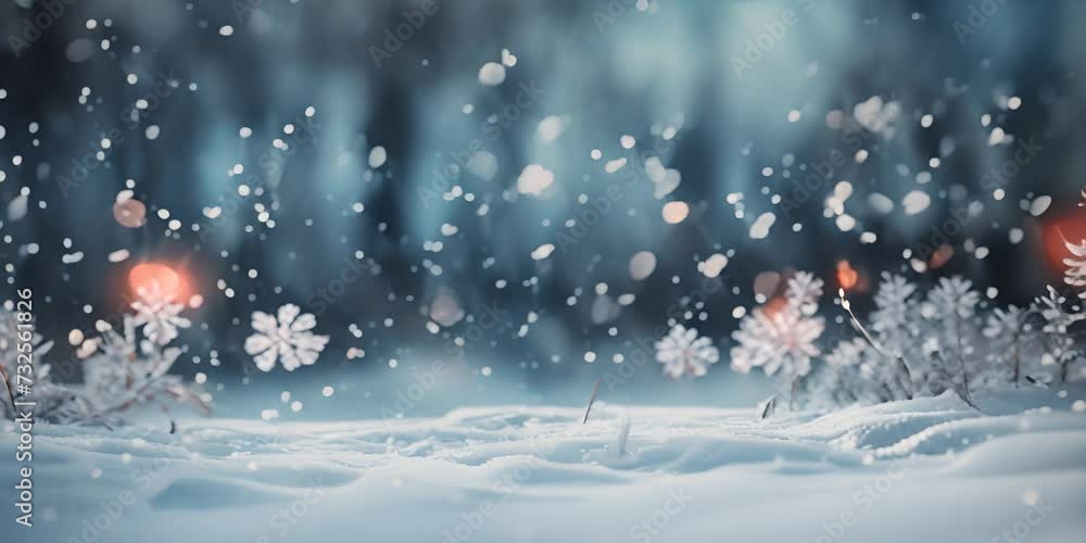 Magical winter background with snow, snowflakes and soft bokeh lights on blue sky, cold backdrop for Christmas. Snowy still life at frosty weather time blurred magical background 4K Video Magical winter background with snow, snowflakes and soft bokeh lights on blue sky, cold backdrop for Christmas. Snowy still life at frosty weather time blurred magical background 4K Video