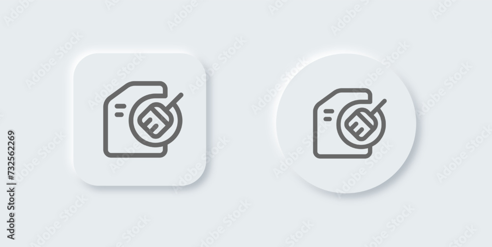Clean disk line icon in neomorphic design style. Cleaner signs vector illustration. Clean disk line icon in neomorphic design style. Cleaner signs vector illustration.