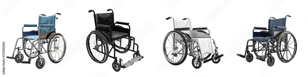 Set of 4  Wheelchairs - Transparent PNG Image
