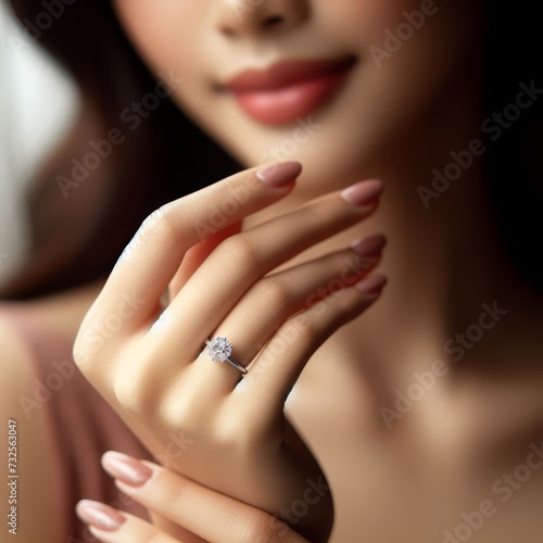 Diamond ring on a woman's hand