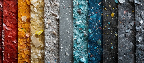 A stack of rocks in various colors resembling a pattern, with hints of wood, automotive tire, terrestrial plant, trunk, and electric blue.