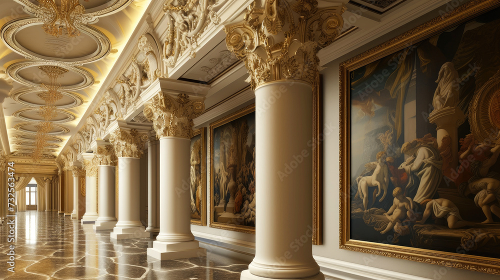 Fototapeta premium Baroque Reverie: Artistry Adorning Pillar