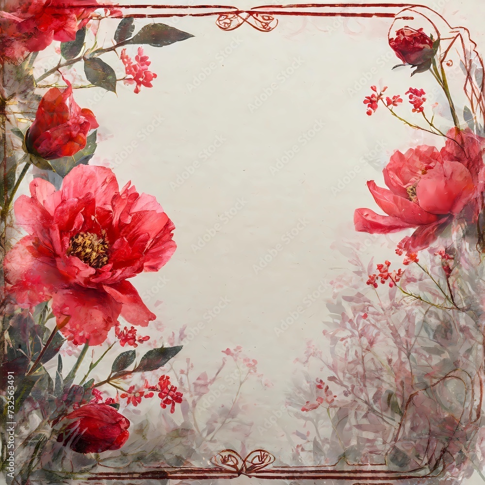 Obraz premium Elegantes composiciones florales estilizadas con flores rojas sobre fondos variables.