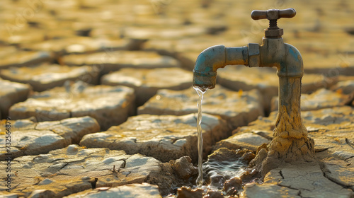 Quenching the Earth: A Dripping Faucet Amidst Cracked Ground