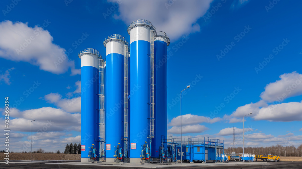 Fototapeta premium Eco-Friendly Power: Blue Hydrogen Plant in Action