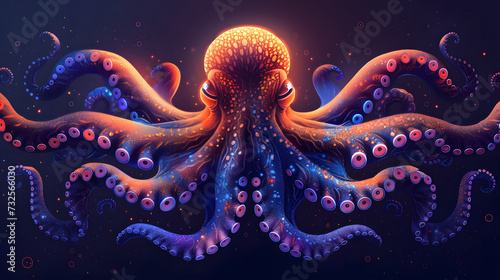vector octopus in the water