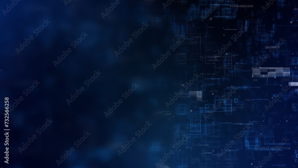 Abstract Technology Digital Futuristic Cyberspace Background. Artificial Intelligence Sci Fi With Digital Numbers Particle Floating Data Network Connection Concept.