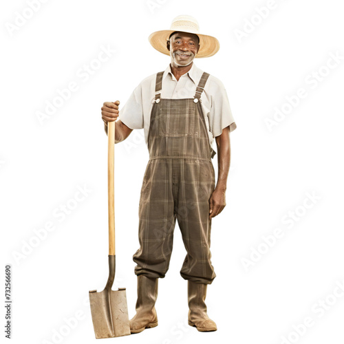 Old smiling farmer an african american man isolated