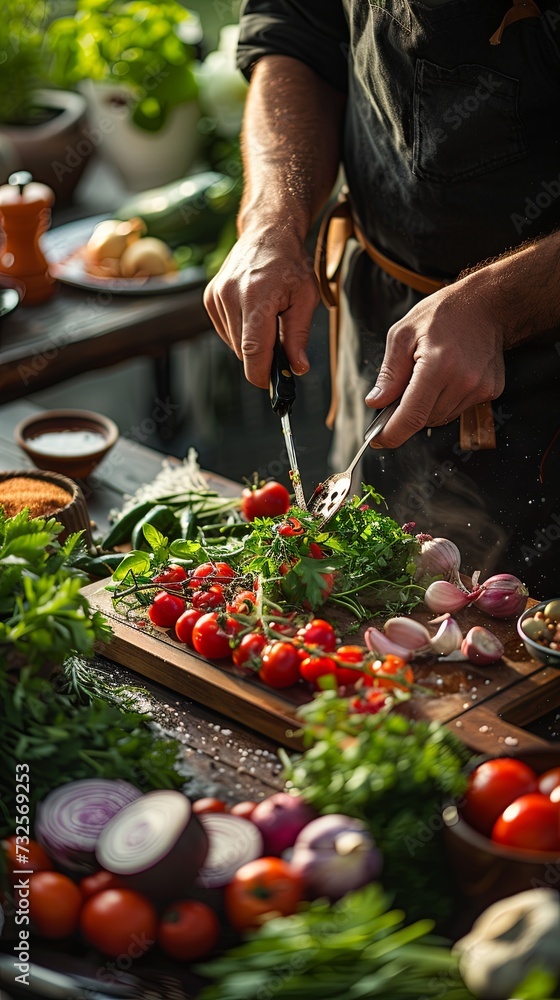 Chef preparing organic farm to table meal