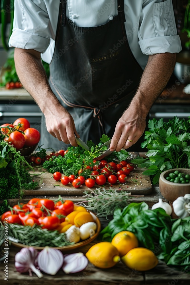Chef preparing organic farm to table meal Chef preparing organic farm to table meal