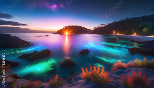 Bioluminescent Bay  Nature  Water  Night  Glow  Glowing  Natural Phenomenon  Marine  Luminescence  Biofluorescence  Spectacular  Beauty  Lagoon  Tropical  AI Generated