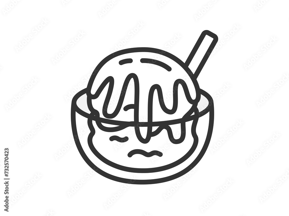 アフォガートのアイコン(線画)のイラスト アフォガートのアイコン(線画)のイラスト
