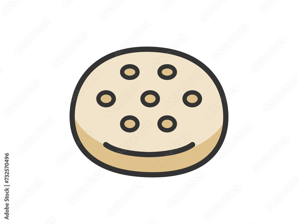 Fototapeta premium フォカッチャのアイコン（線画カラー）のイラスト