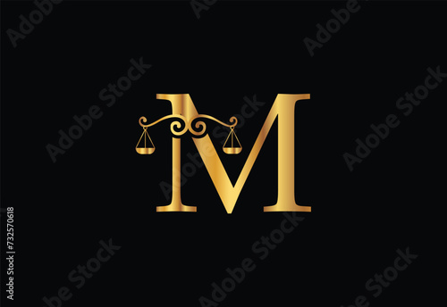 Low firm logo with latter M vector template, Justice logo, Equality, judgement logo vector illustration