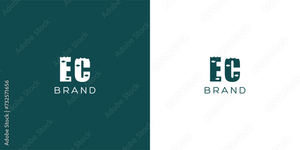 EC vector logo design - obrazy, fototapety, plakaty 