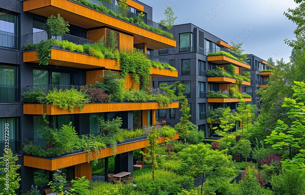 Close to trees is a contemporary residential structure. Urban ecology and green lifestyle Close to trees is a contemporary residential structure. Urban ecology and green lifestyle