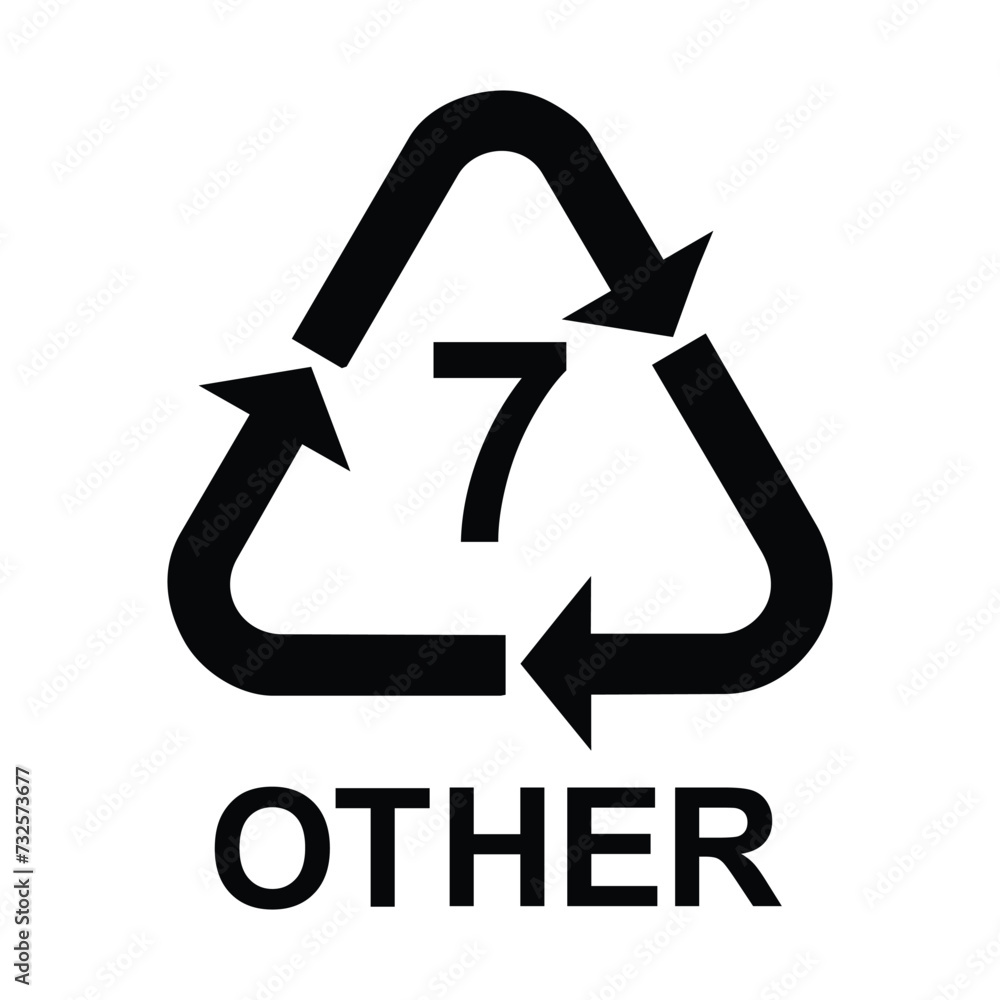 Plastic recycling symbol OTHER 7 , Plastic recycling code OTHER 7 , vector illustration Plastic recycling symbol OTHER 7 , Plastic recycling code OTHER 7 , vector illustration