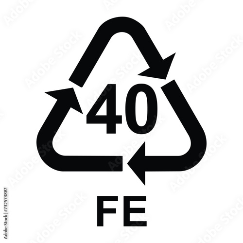 Steel recycling symbol FE 40 , metals recycling code FE 40 , vector illustration photo