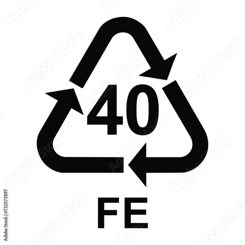 Steel recycling symbol FE 40 , metals recycling code FE 40 , vector illustration